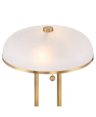Ramses 25 1/2" High Modern Table Lamp USB Port AC Power Outlet Pull Chain Gold Metal White Alabaster Dome Shade Charging