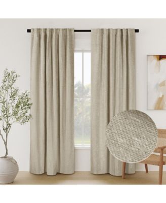 Chenille Solid Room Darkening Back Tab Curtain Panel, 52"×108"