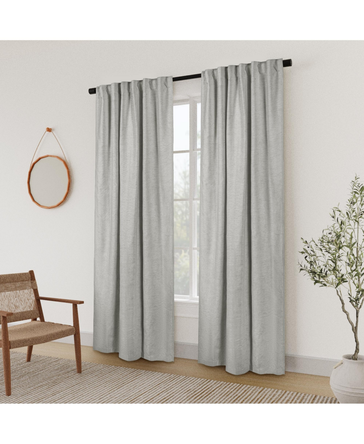 Awesome Home Chenille Solid Room Darkening Back Tab Curtain Panel, 52