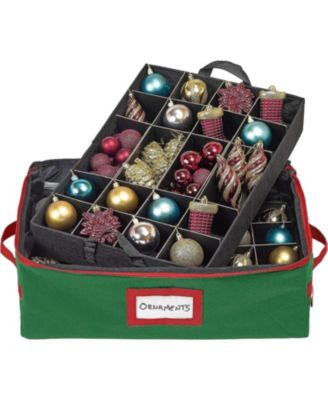 Underbed Christmas Ornament Storage Box with Dividers and 2 Removable Trays, Holds Up to 48 Ornaments