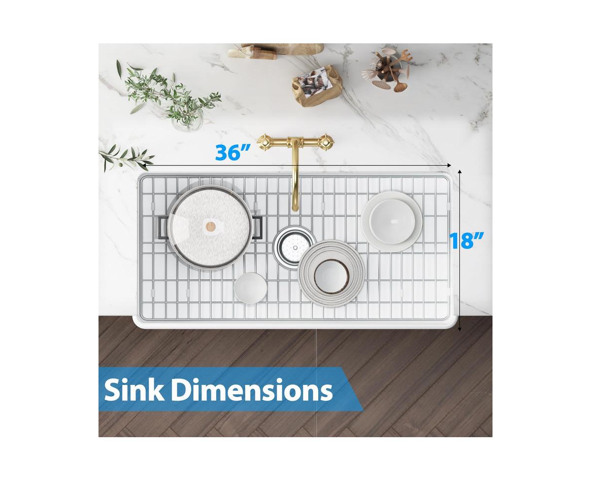 gaomonFarmhouse Sink 36 inch Fireclay Apron Front Single Bowl Kitchen Sink Deep Drop In Farm Sink Undermount with Bottom Grid & Strainer Drain
