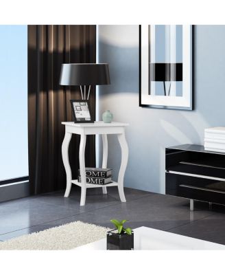 Set of 2 Accent Side Table Sofa End Table Night stand Coffee Table w/ Shelf White