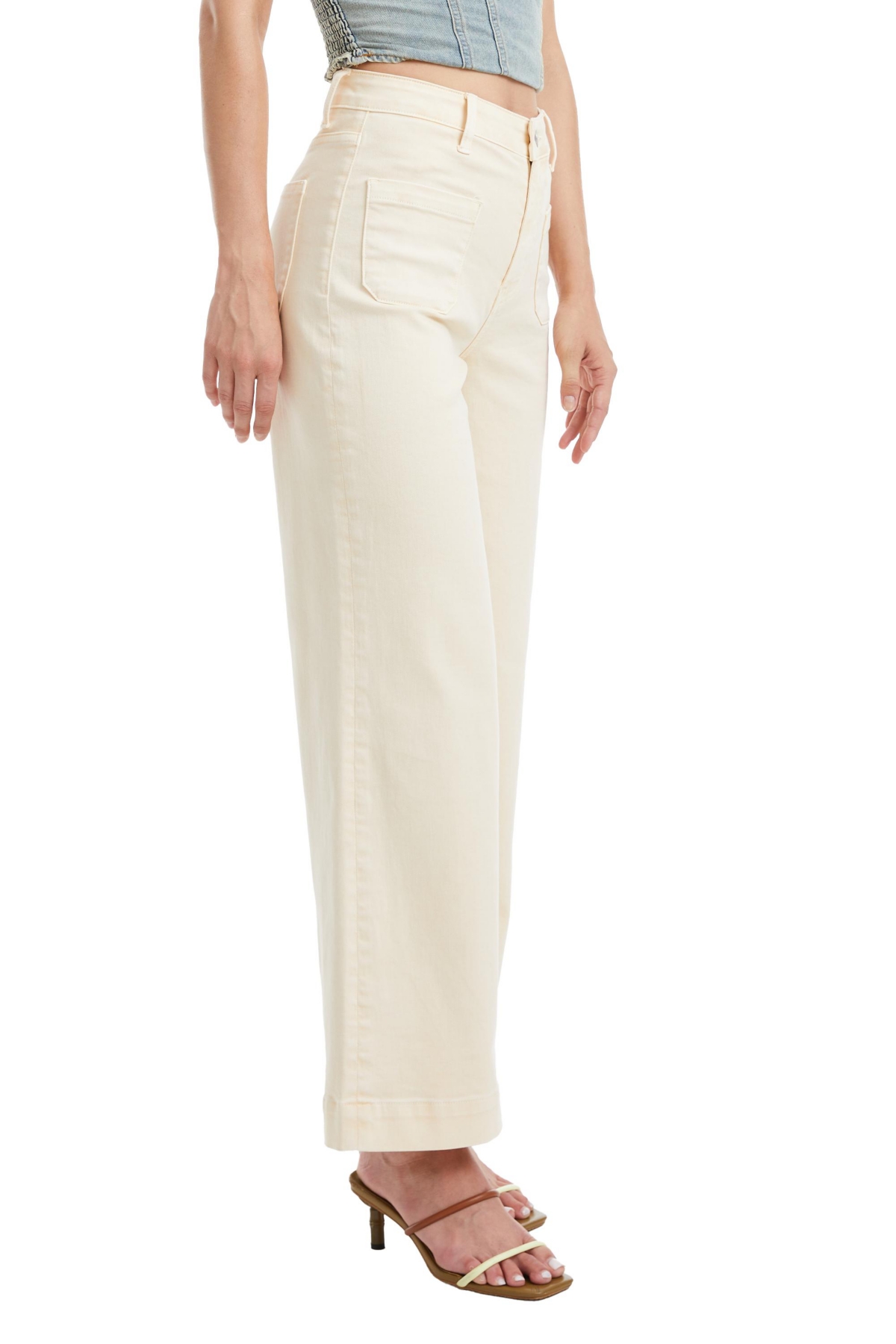 BAYEAS WOMEN'S LUNA HIGH RISE WIDE LEG JEANS WITH PATCH POCKET 