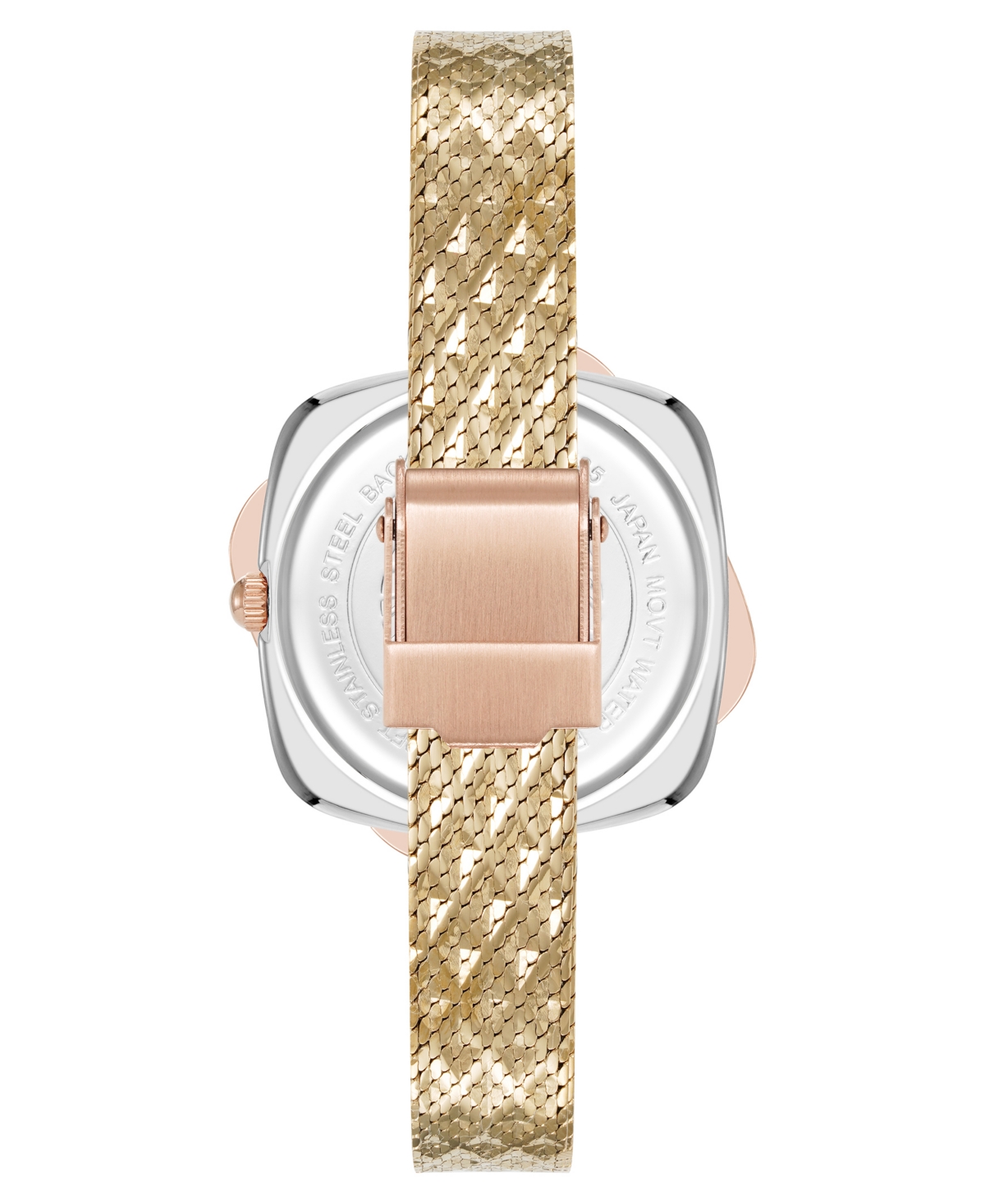 Anne Klein Women's Quartz Elegant Hidden Crystal Tri-tone Stainless Steel Mesh Band Watch, 28mm In Gold-tone,silver-tone,rose Gold-tone