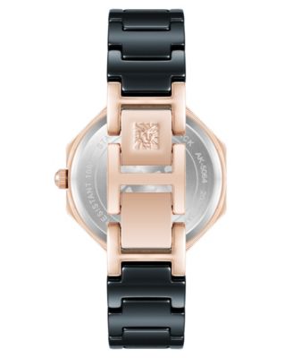 Women's Quartz Burgundy and Black Octagonal Ceramic Watch, 32mm