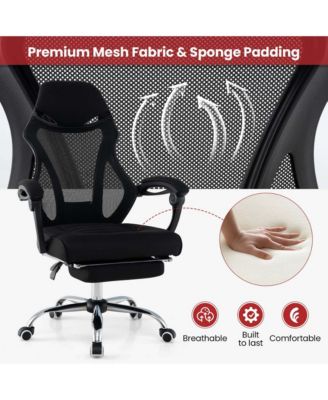 Ergonomic Mesh Office Chair with Footrest Height-Adjustable & Tilting Backrest