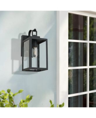 1-Light Matte Black Sensing Outdoor Hardwired Wall Sconce with No Included