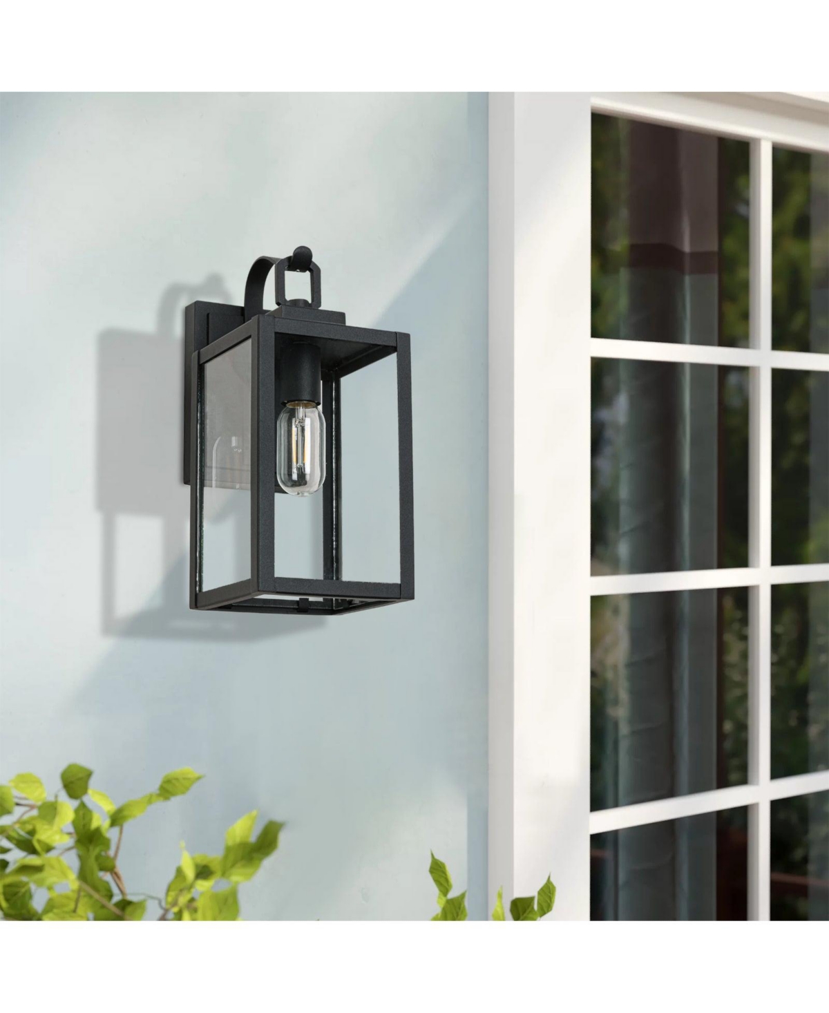 Flynama 1-LightSensing Outdoor Hardwired Wall Sconce with No Included - Matte black