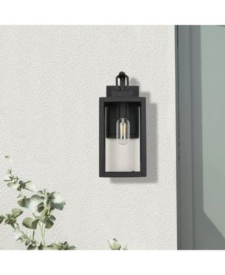 1-Light Matte Black Sensing Outdoor Hardwired Wall Sconce with No Included