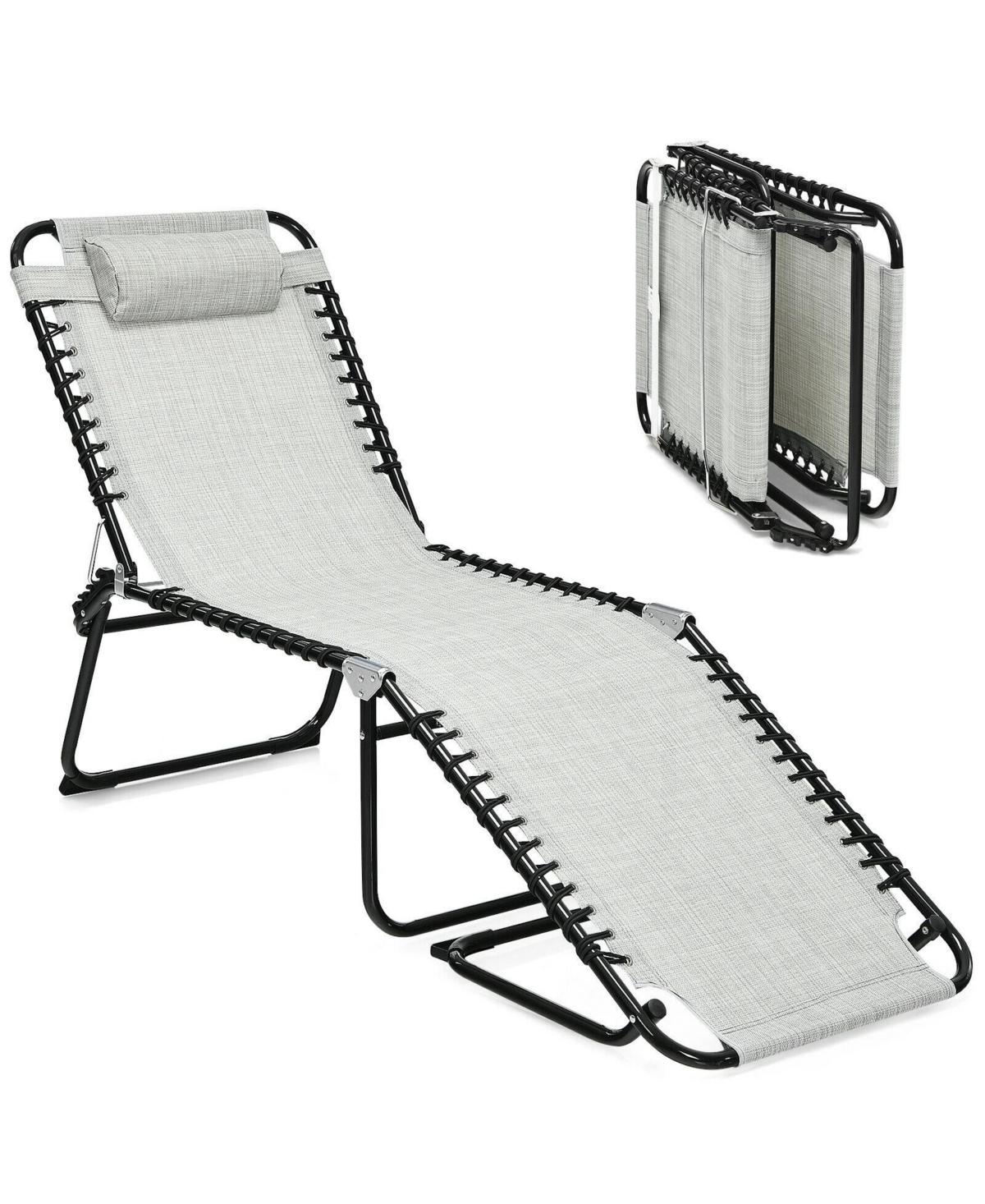 Inolait Sugift Folding Heightening Design Beach Lounge Chair with Pillow for Patio