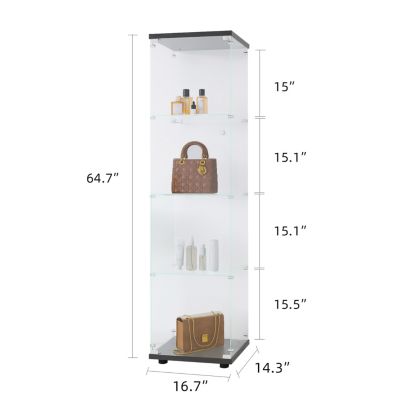 4-Shelf Glass Display Cabinet for Living Room/Bedroom