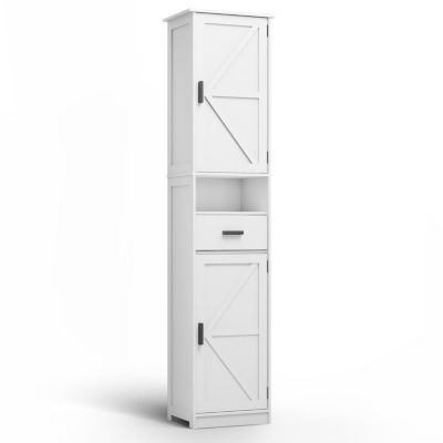 Streamdale Tall Bathroom Cabinet with Barn Doors and Drawer