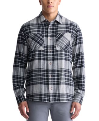 Men's Sinato Relaxed-Fit Long Sleeve Button Front Plaid Flannel Shirt