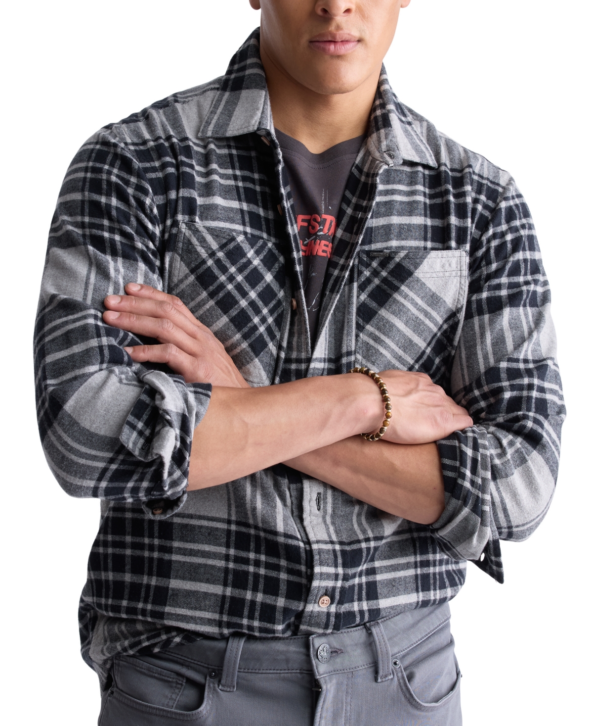 Buffalo David Bitton Men's Sinato Relaxed-Fit Long Sleeve Button Front Plaid Flannel Shirt