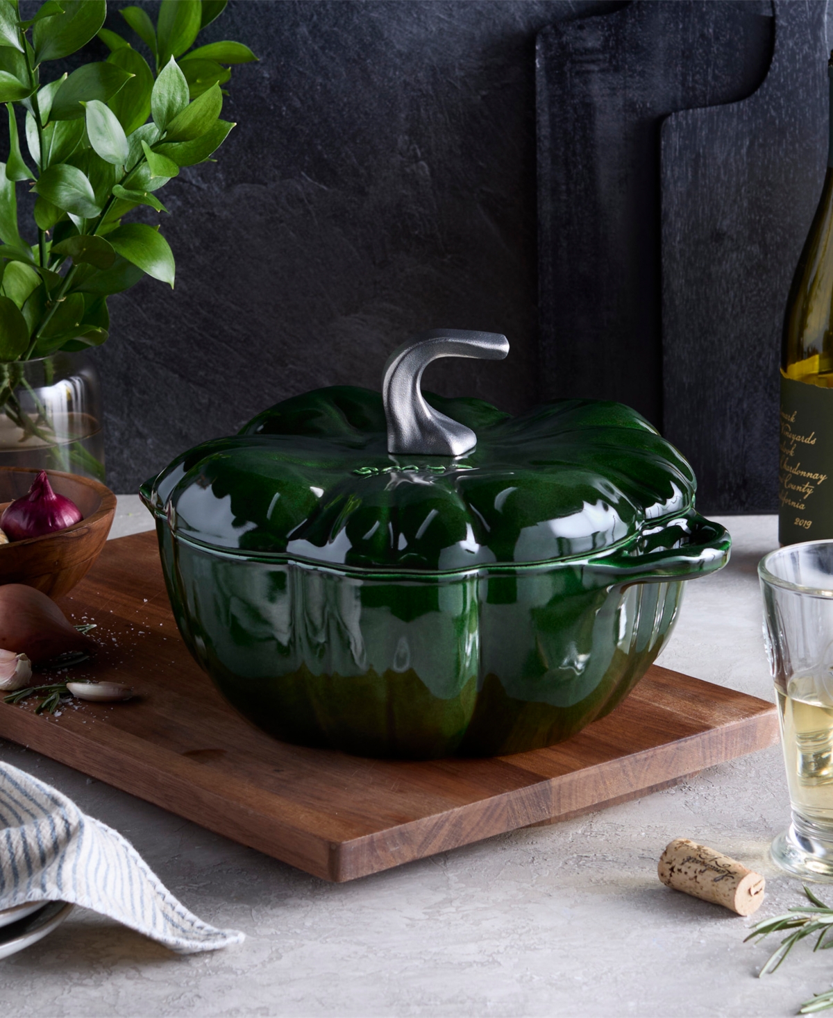 Staub Enameled Cast Iron 3.5 Qt. Basil Pumpkin Cocotte In Green