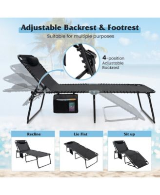 SUGIFT 4 Position Folding Lounge Chaise with Adjustable Backrest and Footrest