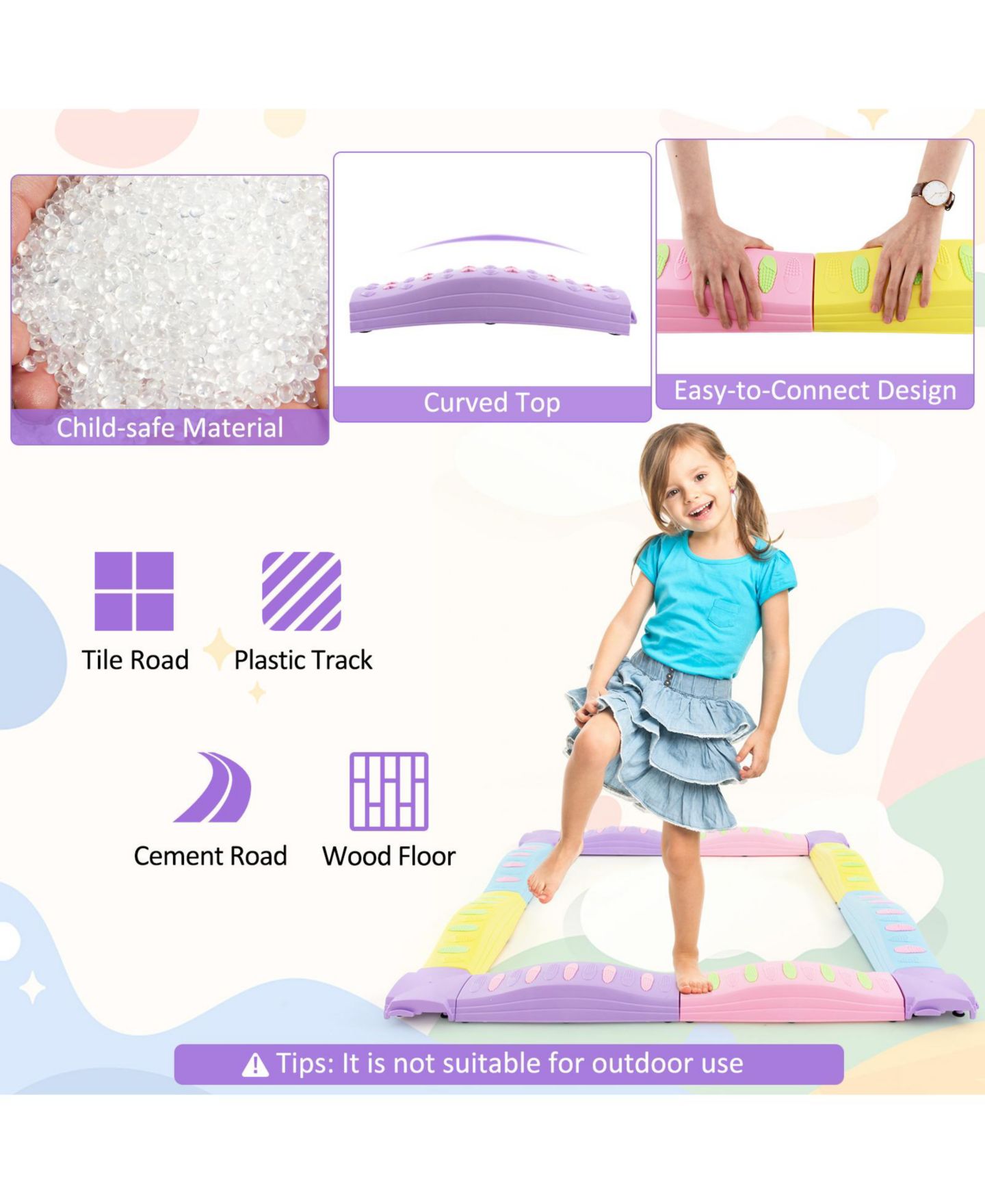 Детские игрушки HONGGE 20-Piece Wavy Non-Slip Balance Beam, Ages 2-6 — фото 5