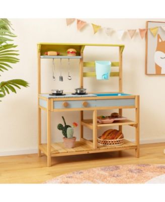 Outdoor Kids Mud Kitchen with Faucet and Water Box