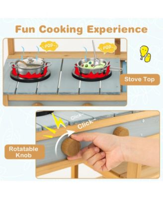 Outdoor Kids Mud Kitchen with Faucet and Water Box