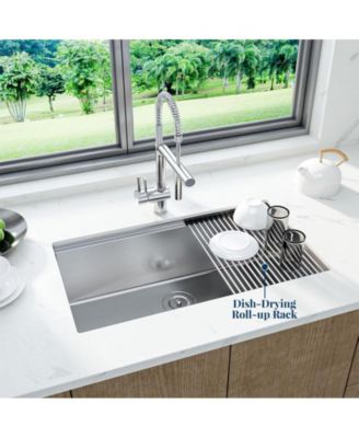 30” L x 22” W x 10” D. Kitchen Sink, 30 Inch Brushed Nickel Undermount Kitchen Bar Sink with Single-tier Track, Stainless Steel 16 Guage