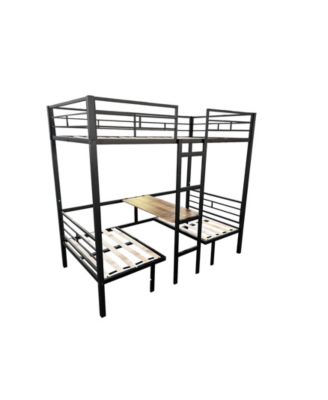 Full Size Loft Bed with Table Set Transformable to Full over Full Bunk