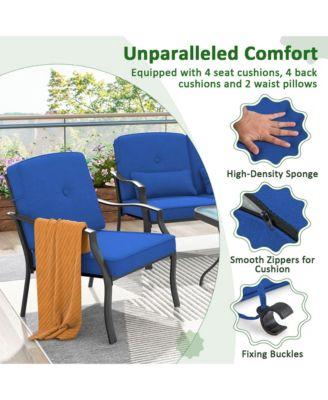 2 PCS Patio Furniture Set Outdoor Loveseat Chair Coffee Table Cushioned Seat