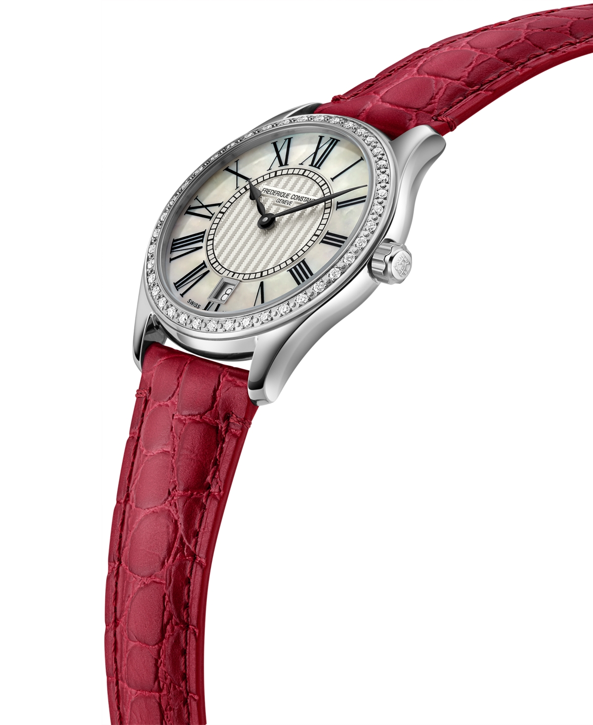 Frederique Constant Women's Swiss Classics Diamond (1/3 ct. t.w.)Leather Strap Watch 36mm - Red