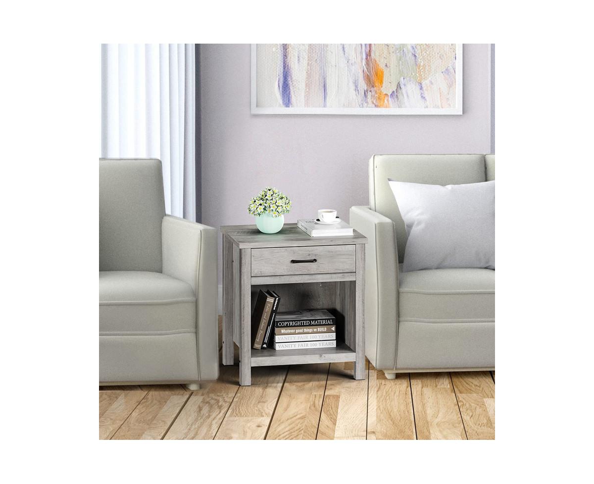 gaomon Farmhouse Square Nightstand, Bedside Table End Table for Bedroom Nursery Living Room, End Table with Storage Drawer, Easy Assembly, Rustic