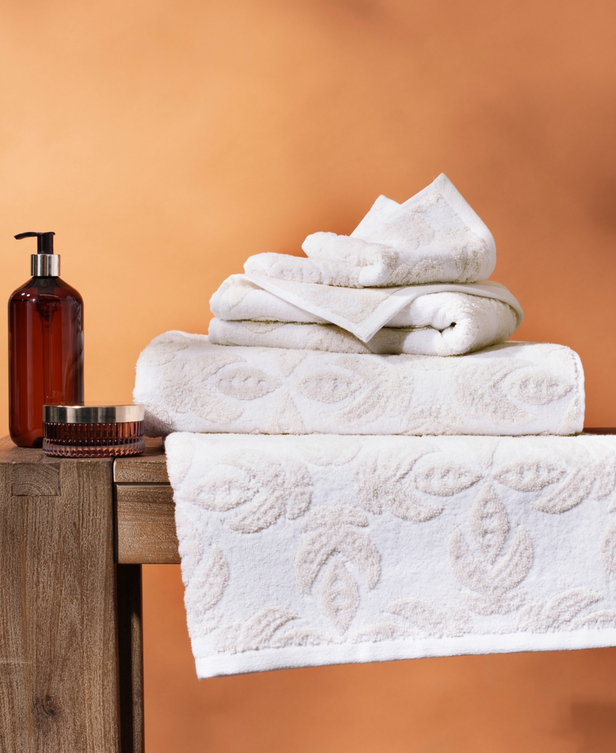 John Robshaw Dasati Cotton Linen Wash Cloth Towel, 12" X 12" In White