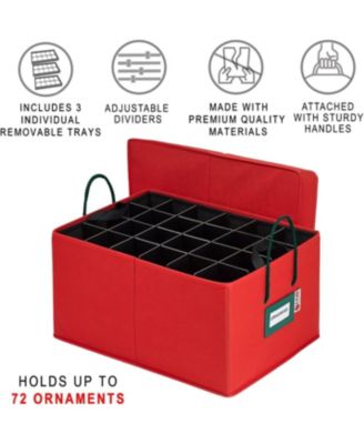 Under bed Christmas Ornament Storage Box with Dividers and 3 Trays - Fits up to 72- 3&amp;quot; Ornaments
