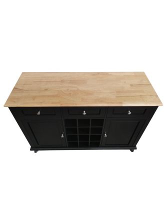 Wine Rack Sideboard Buffet Server Console Table With Storage (Black)