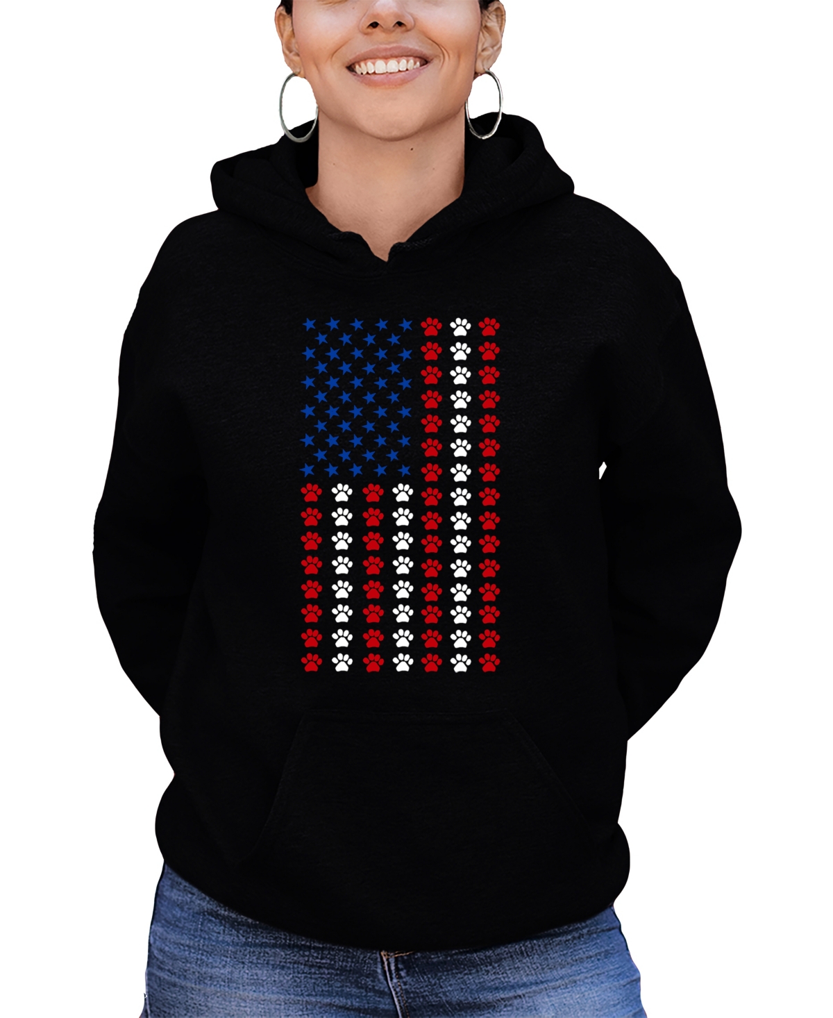 La Pop Art Women's Paws Flag Art Hooded Sweatshirt