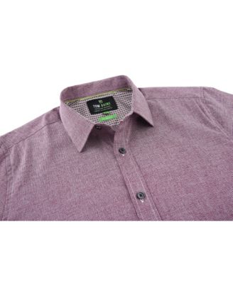 Men's Four-Way Stretch Solid Textured Button Down Dress Shirt