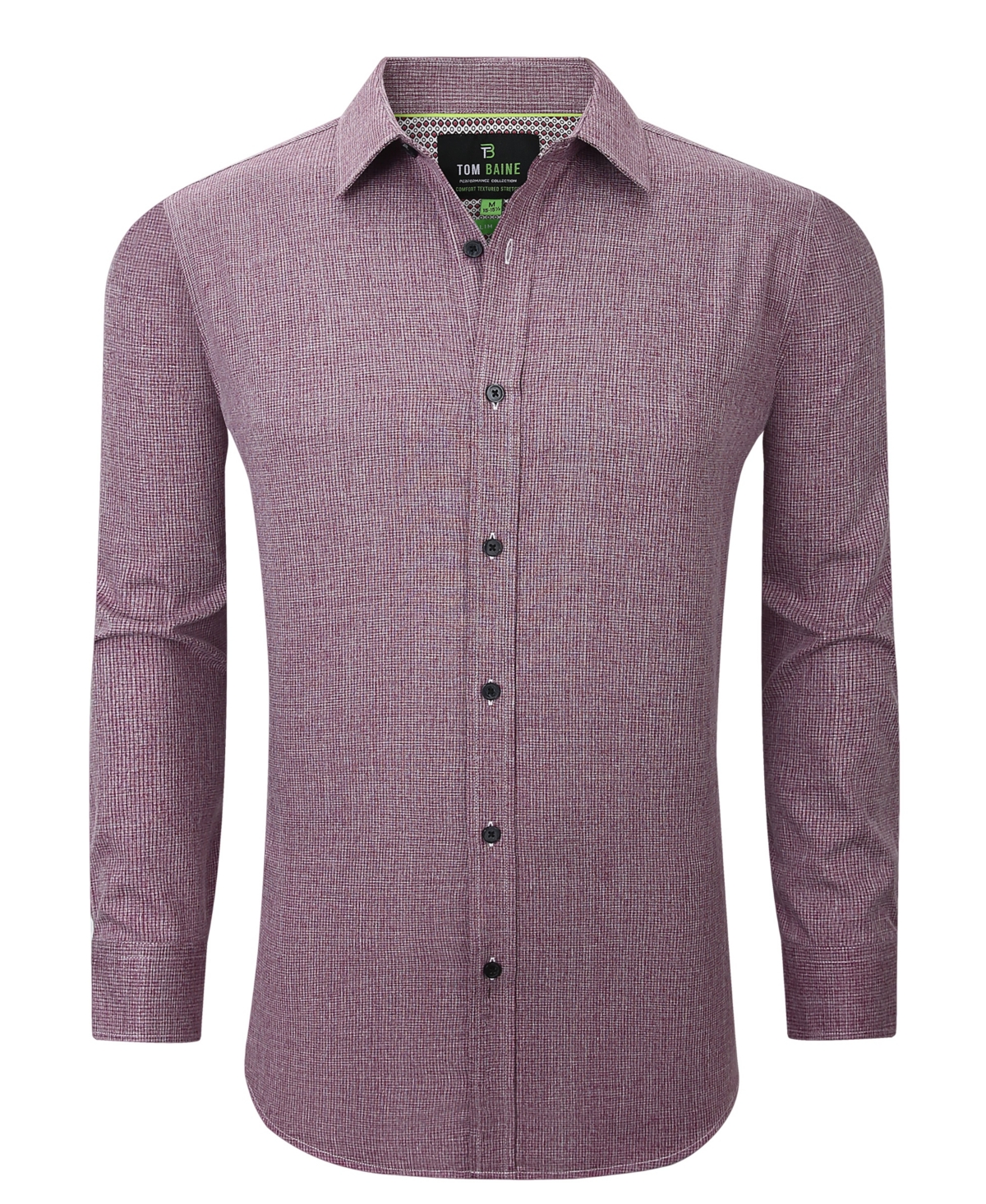Tom Baine Men's Four-way Stretch Solid Textured Button Down Dress Shirt In Burgundy