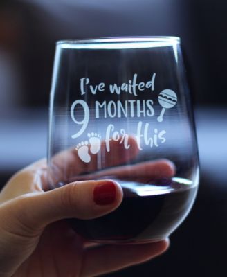 Waited 9 Months Stemless Wine Glass
