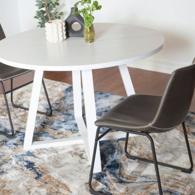 Streamdale 3-Piece Round Dining Set, Trestle Dining Table with 2 Stylish Chairs