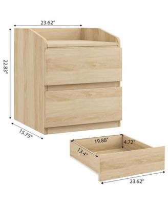 Nightstand with Drawers Bedside Table White End Table Modern Bed Side Table 2 Drawers Night Stand Drom Side Table Curved with Handle Free Design for Living Room