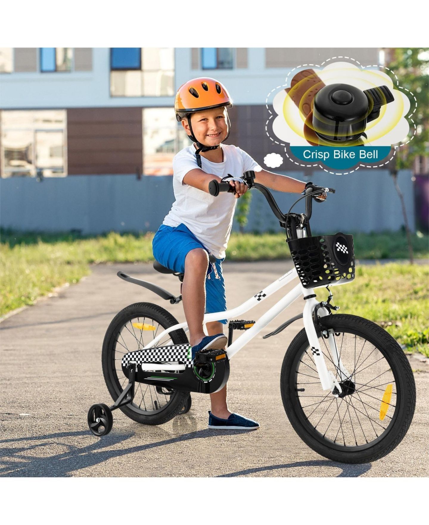 Детская игрушка HONGGE 18 Inch Steel Frame Kids' Bike with Coaster Brake and Training Wheels, Ages 4-8 — фото 2