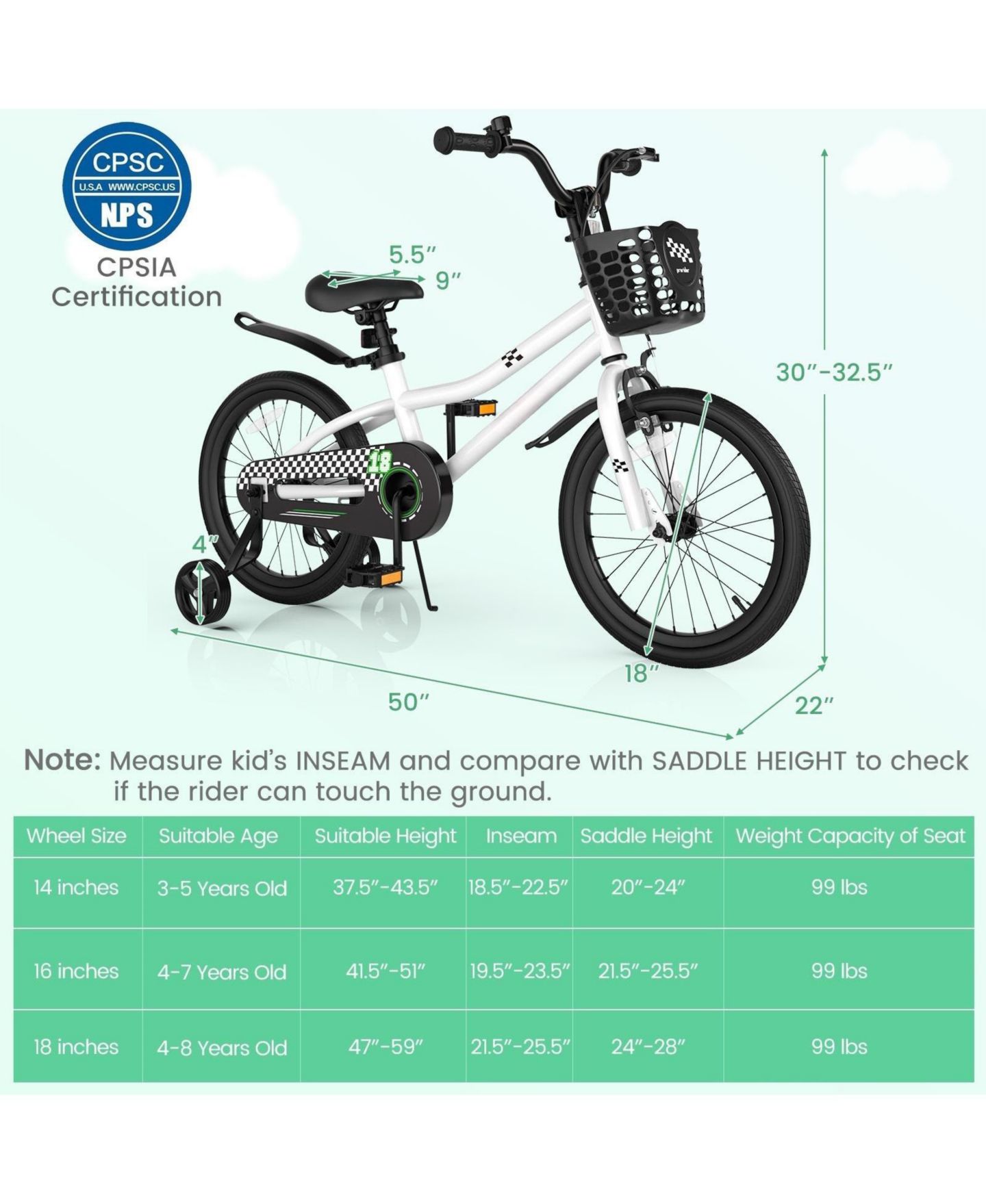 Детская игрушка HONGGE 18 Inch Steel Frame Kids' Bike with Coaster Brake and Training Wheels, Ages 4-8 — фото 8