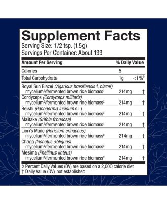 Stamets 7 Mushroom Powder - 7 Species Blend - Mushroom Supplement for Immune Support with Royal Sun Blazei, Cordyceps, Reishi, Maitake, Lion's Mane, Chaga & Mesima