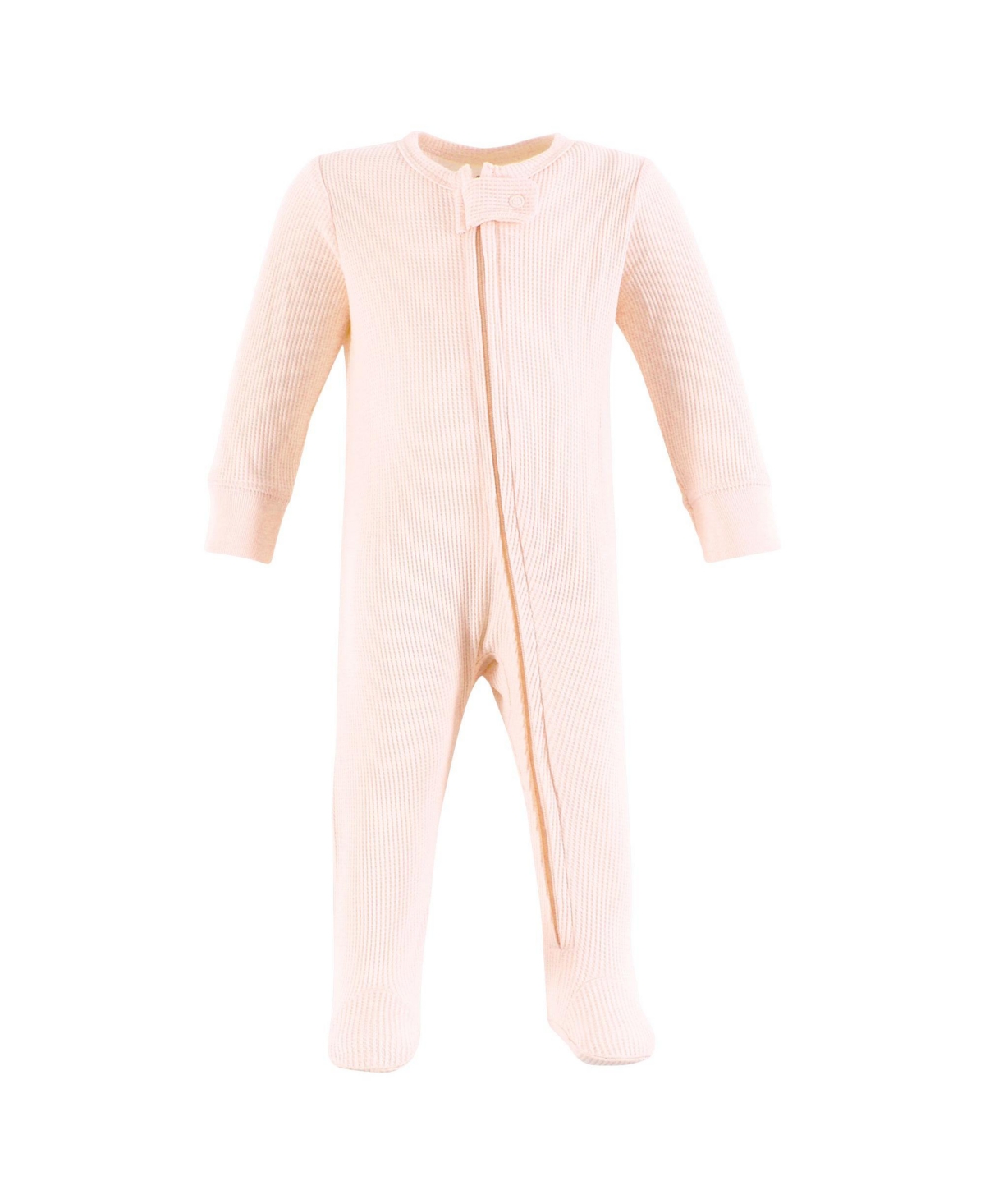 Hudson Baby Baby Girls Thermal Zipper Sleep and Play 2pk, 0-3 Months - Soft pink sage rose