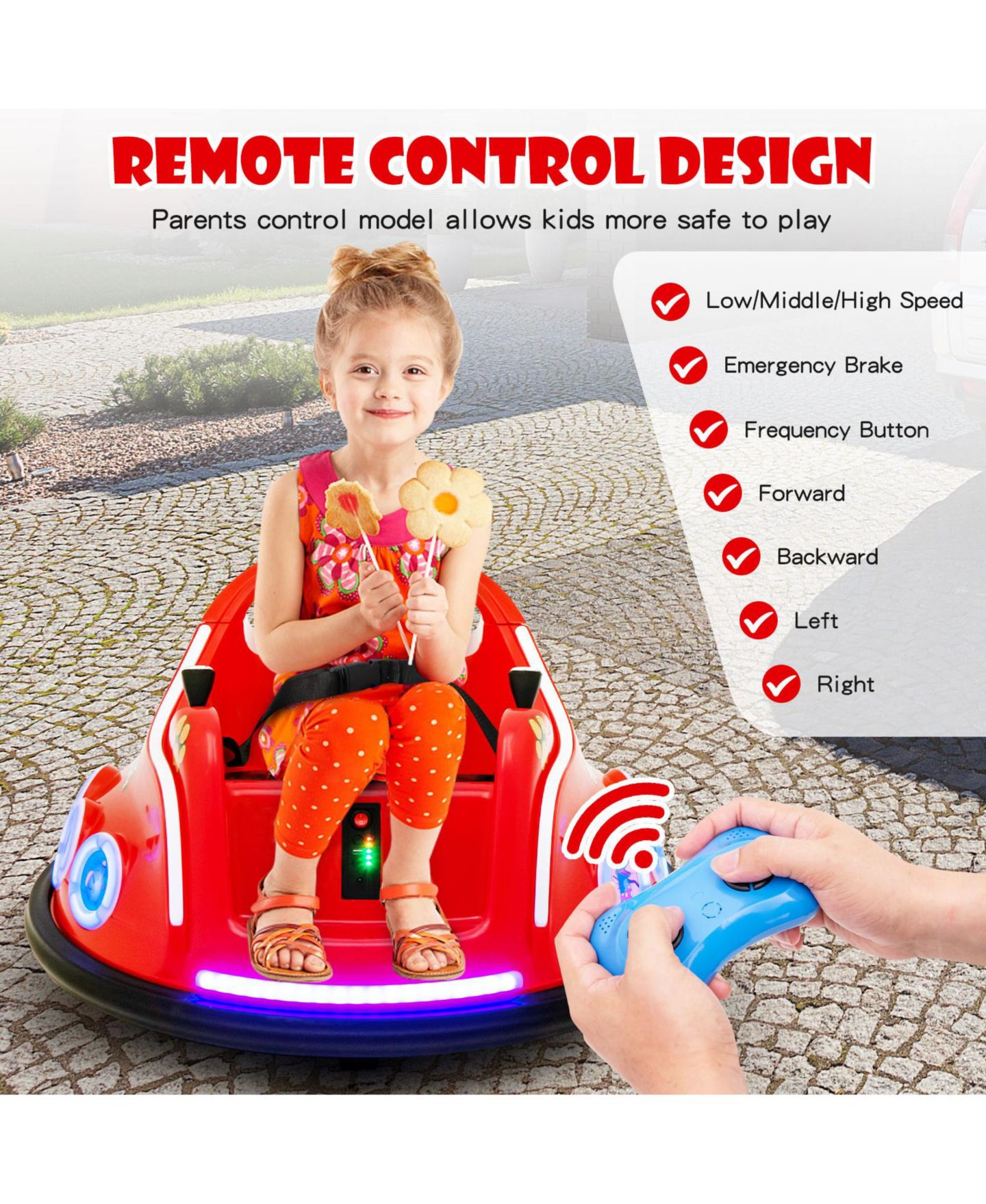 Детская игрушка HONGGE 12V Ride-On Bumper Car with Remote Control and LED Lights, Ages 1.5-6 — фото 4