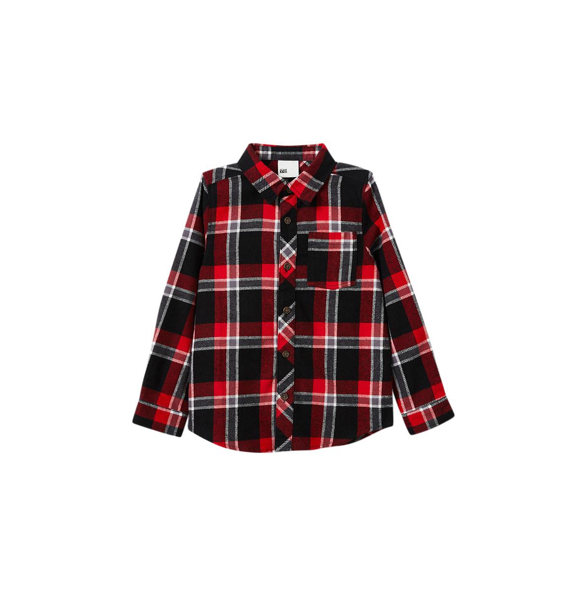 Cotton On Boys Rugged Long Sleeve Shirt -varsity red plaid