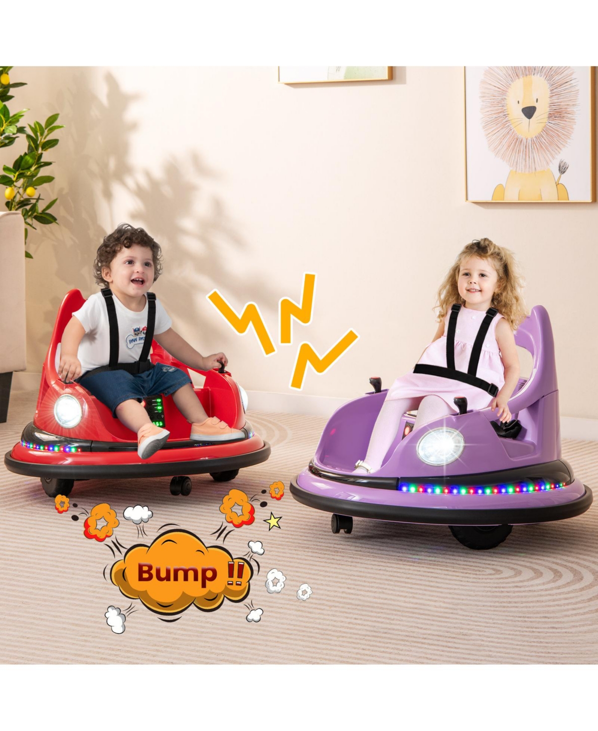 Hongge 12V Kids Ride On Bumper Car with Remote Control and Dual Joysticks