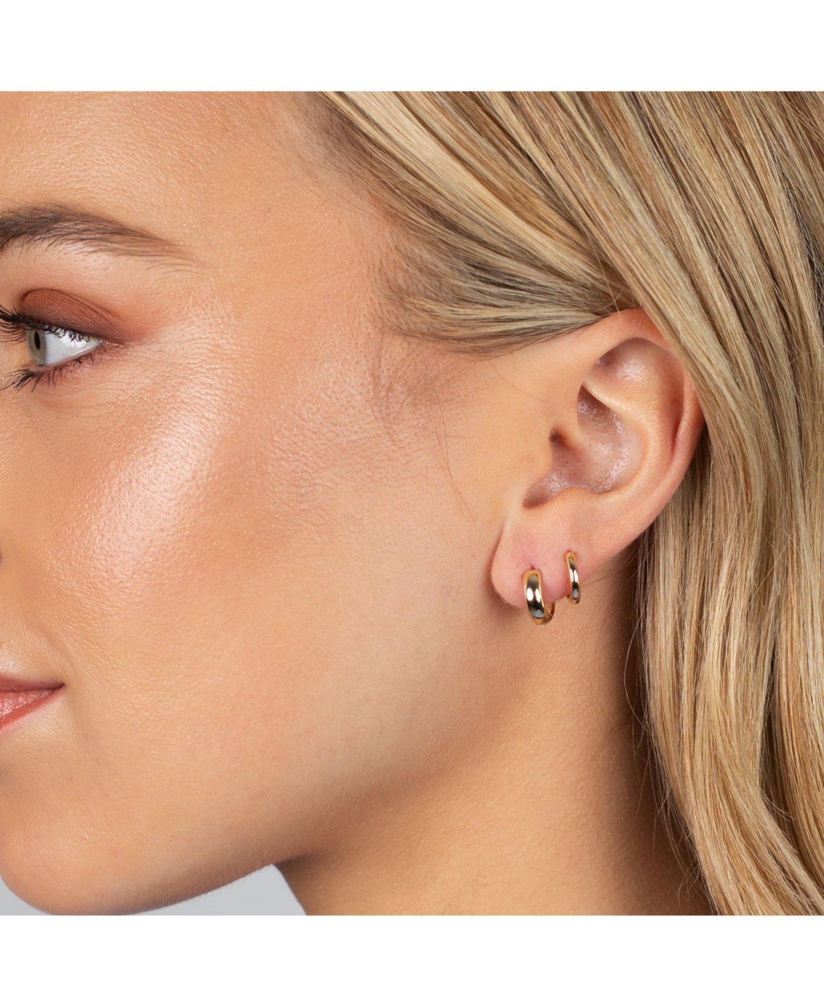 By Adina Eden Wide Solid Cartilage Huggie Earring 14K - 14k gold