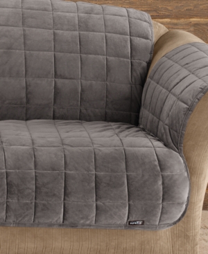 Sure Fit Velvet Deluxe Pet Sofa Slipcover With Sanitize Odor Release In Dark Grey