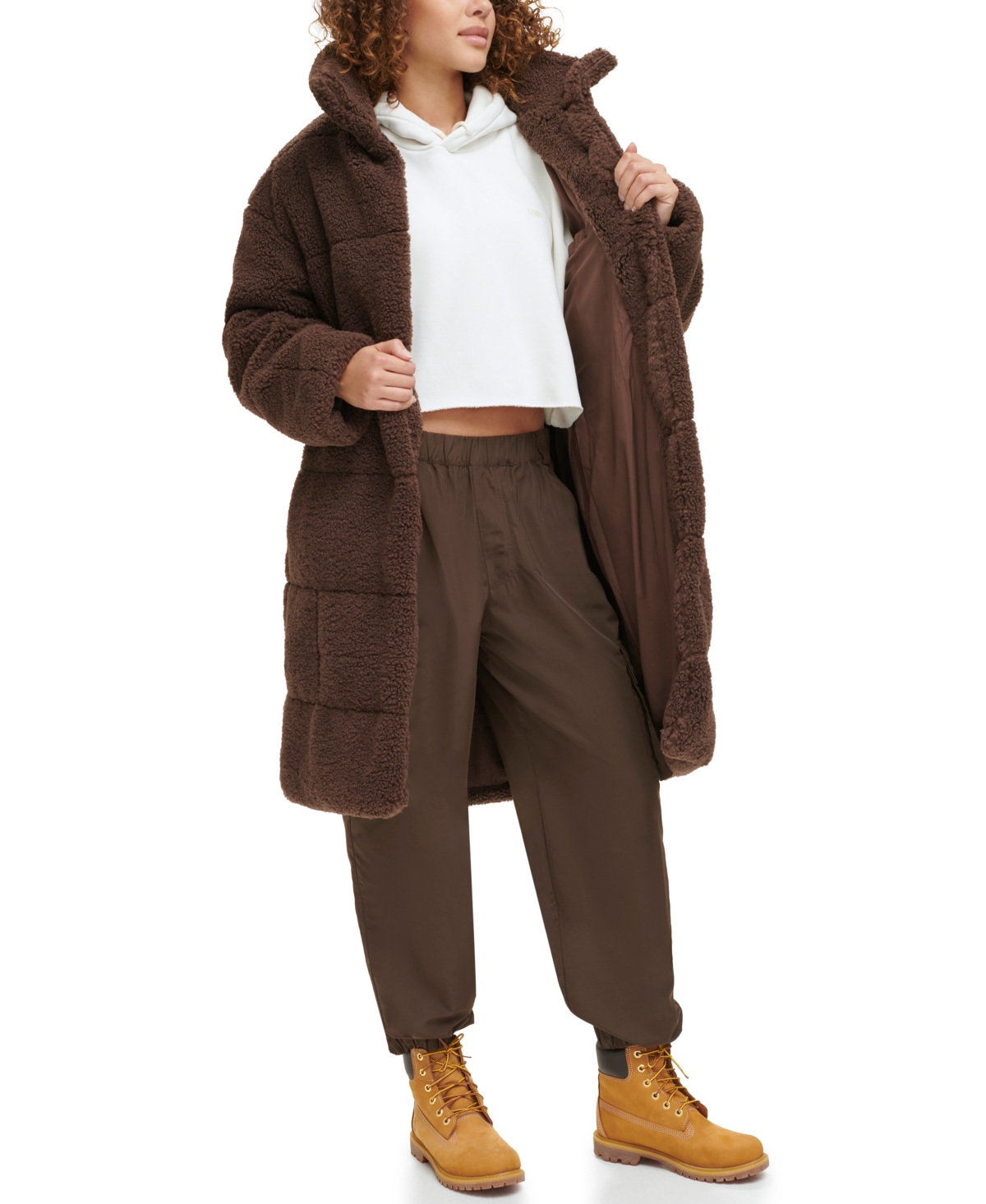 Levi's Women's Long Sherpa Snap-Closure Teddy Coat