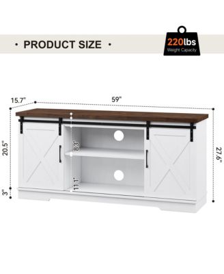 65-Inch 1 Pc Wood Storage Sliding Barn Doors Farmhouse TV Stand