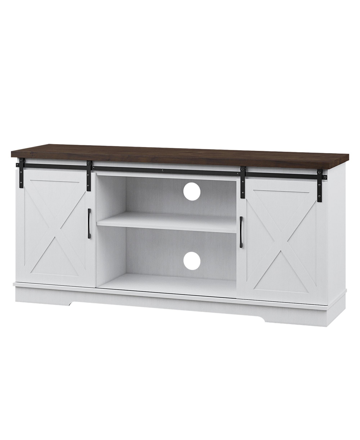 gaomon Farmhouse Tv Stand for Tv, Entertainment Center with Storage and Sliding Barn Doors- White