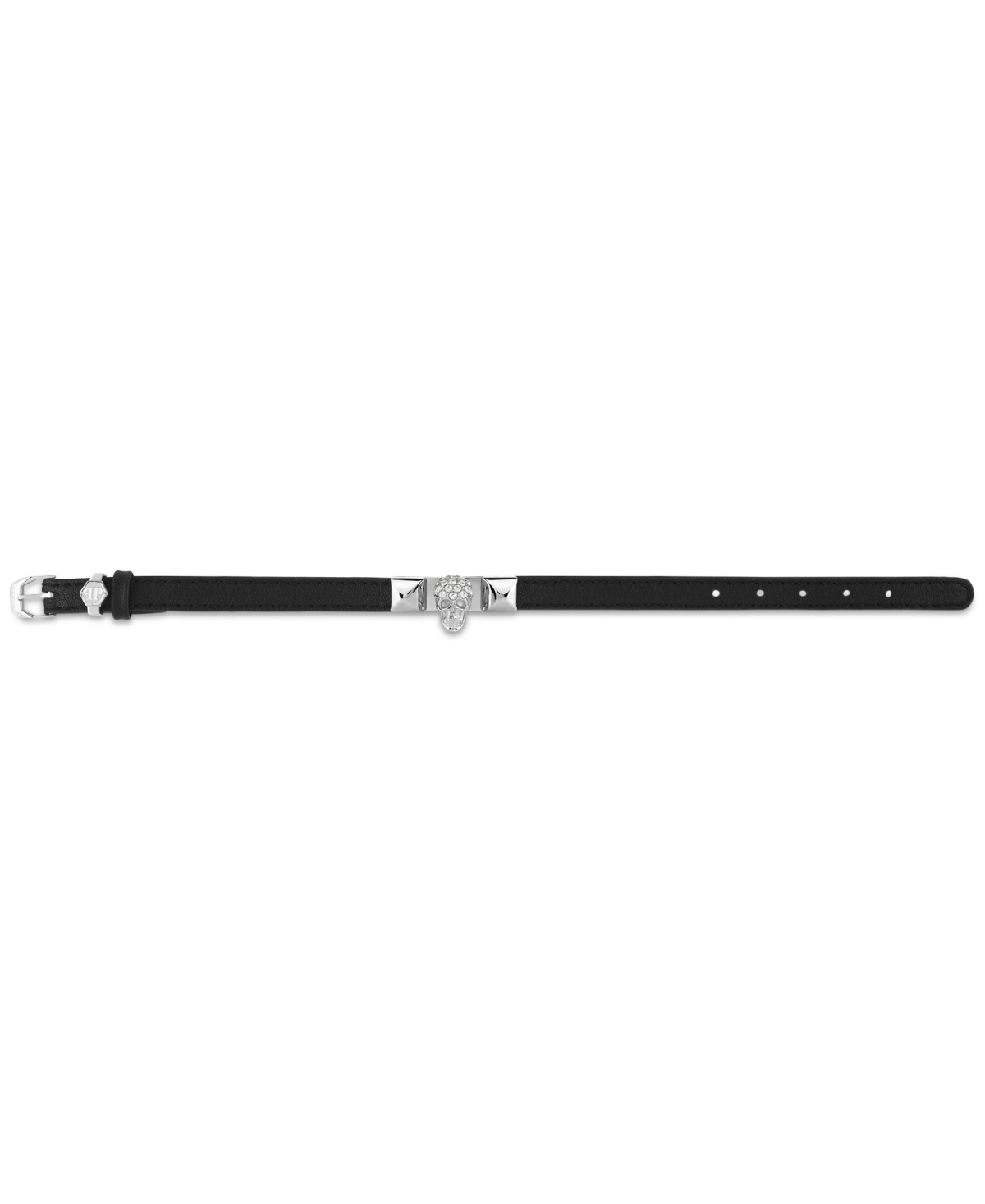 Philipp Plein Plein Enigma Crystal Calf Leather Bracelet In Stainless